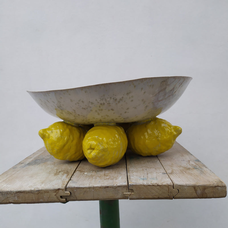 Coupe citrons GM en grès émaillé Cotes : 13 cm de haut et 30 cm de large . La Sicile de l'ile de Ré